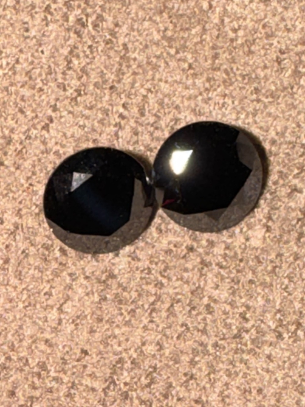 Black Moissanite Loose Stones Set – 2 Round Cut Gems 6.5mm / 1CT Each